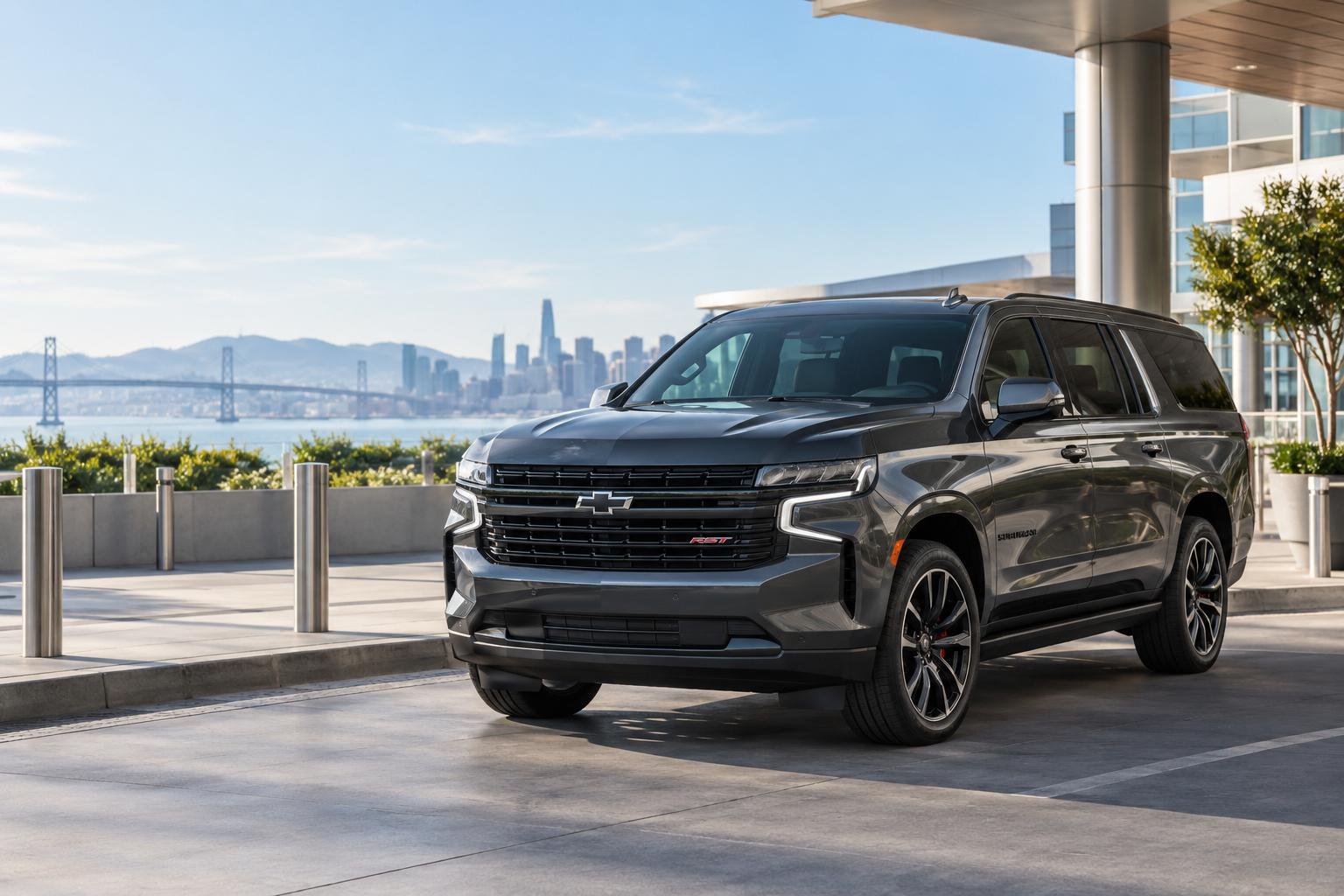 Chevrolet Suburban at a bright Bay Area pickup location